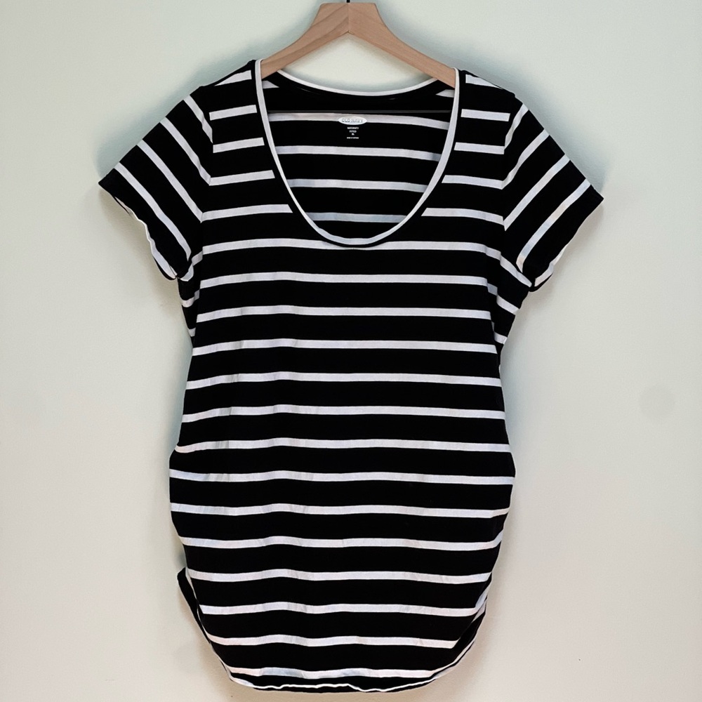 Old Navy Maternity Black & White Striped Tee - Size XL